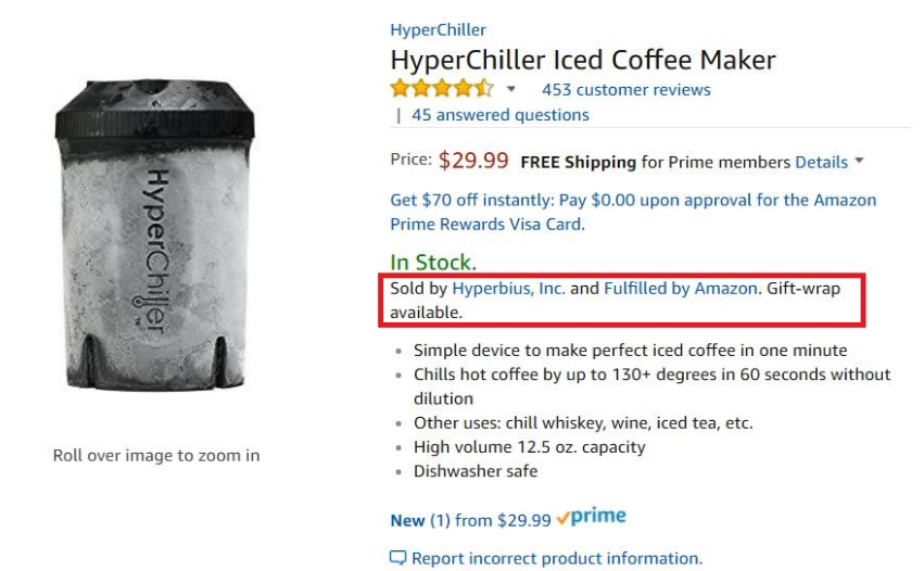 Hyper Chiller Iced Coffee Maker 12.5 Oz NEW Chill Wine Tea Whiskey