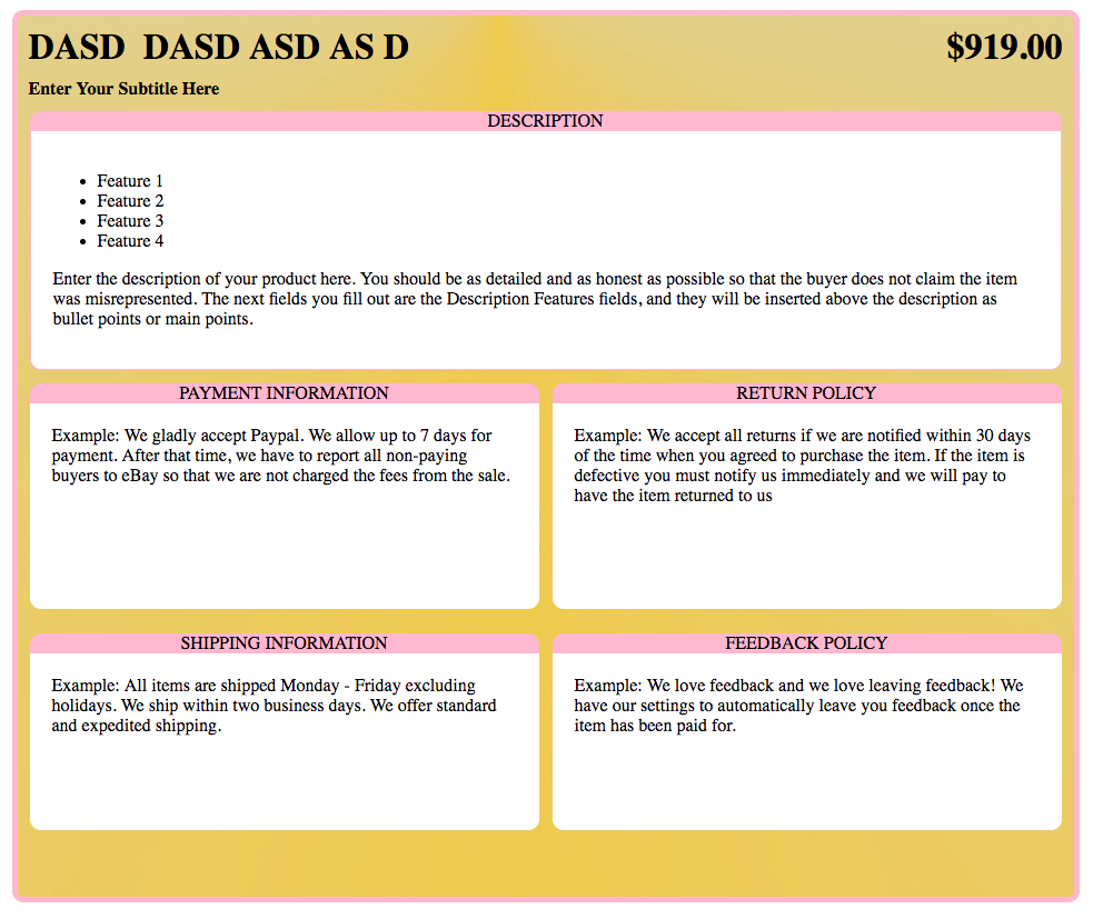 Best Free HTML eBay listing templates - Download