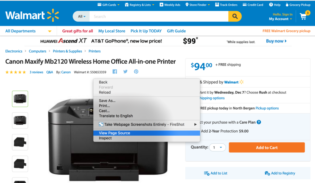 How to find UPC for setup by match on Walmart