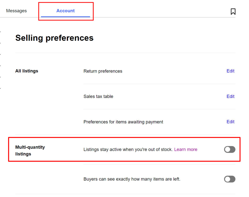 eBay out-of-stock