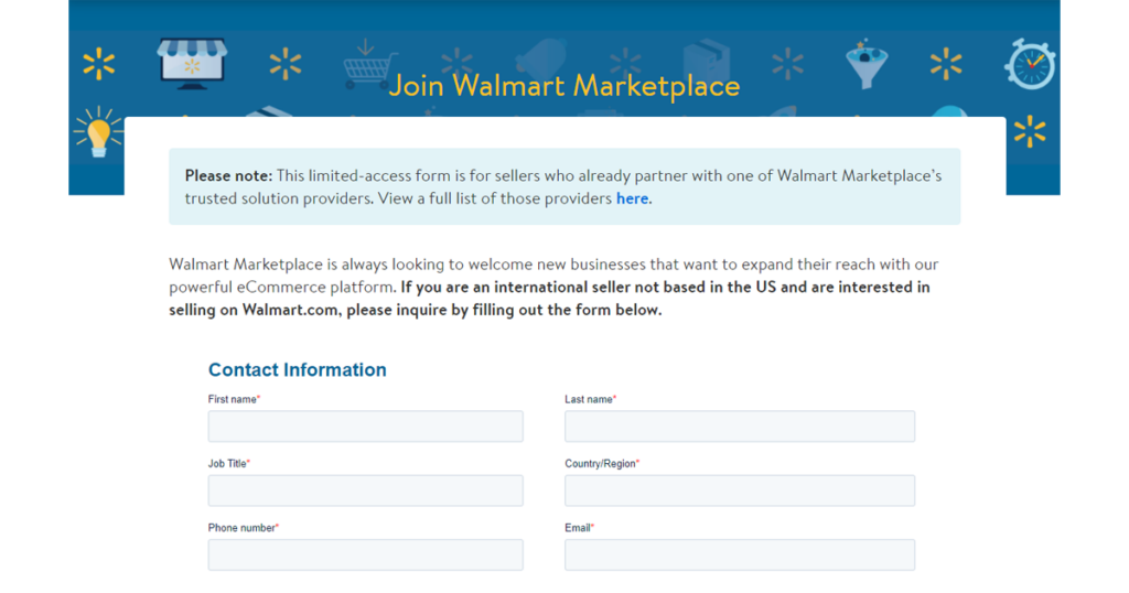 Application form for Walmart non-US sellers Application form for Walmart non-US sellers