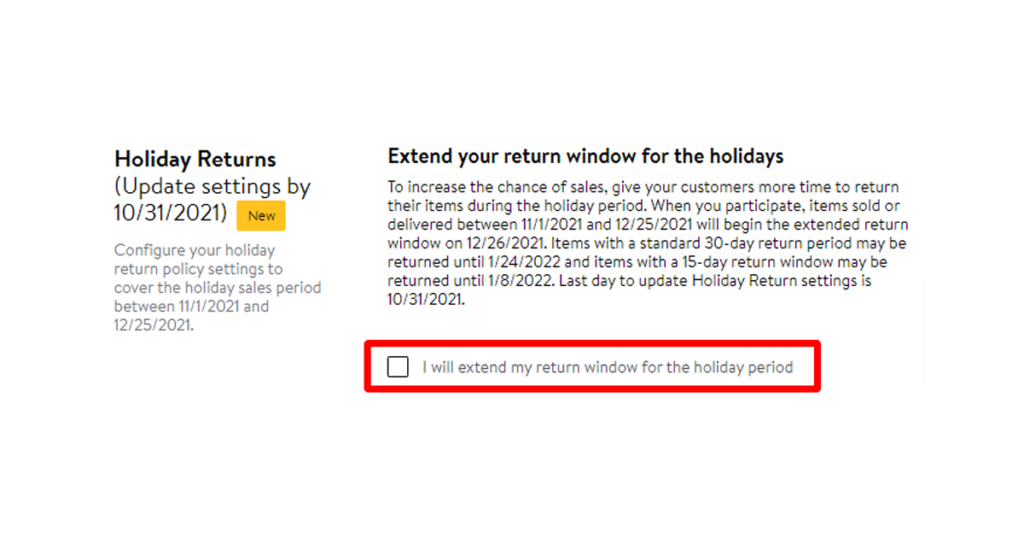 How to activate extended holiday return window on Walmart