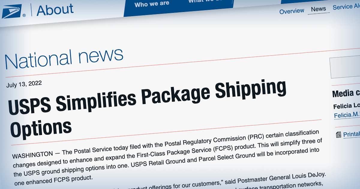 USPS Simplifies Package Shipping Options