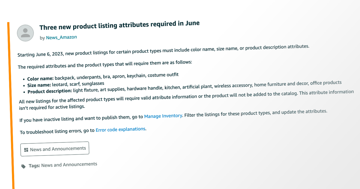 Amazon's New Listing Requirements for Specific Product Types Starting