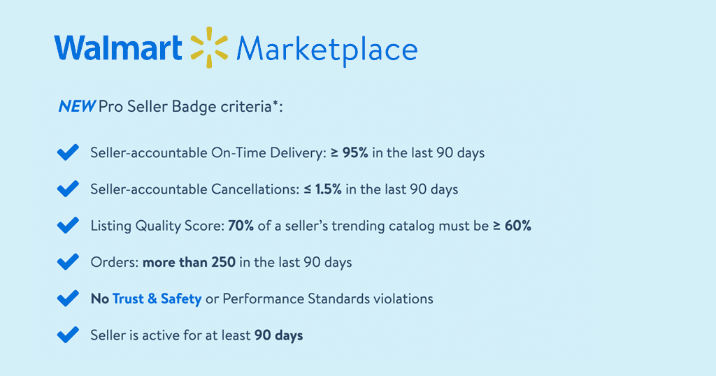 New eligibility criteria for Walmart's Pro Seller Badge