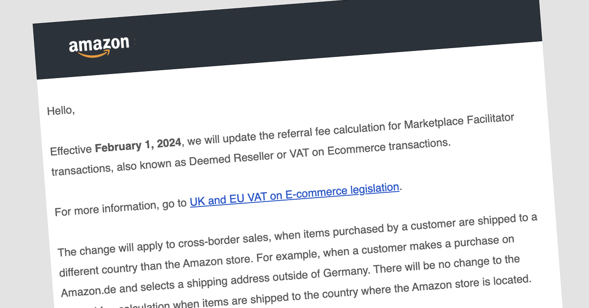 Amazon Updates Referral Fee Calculation for CrossBorder Sales