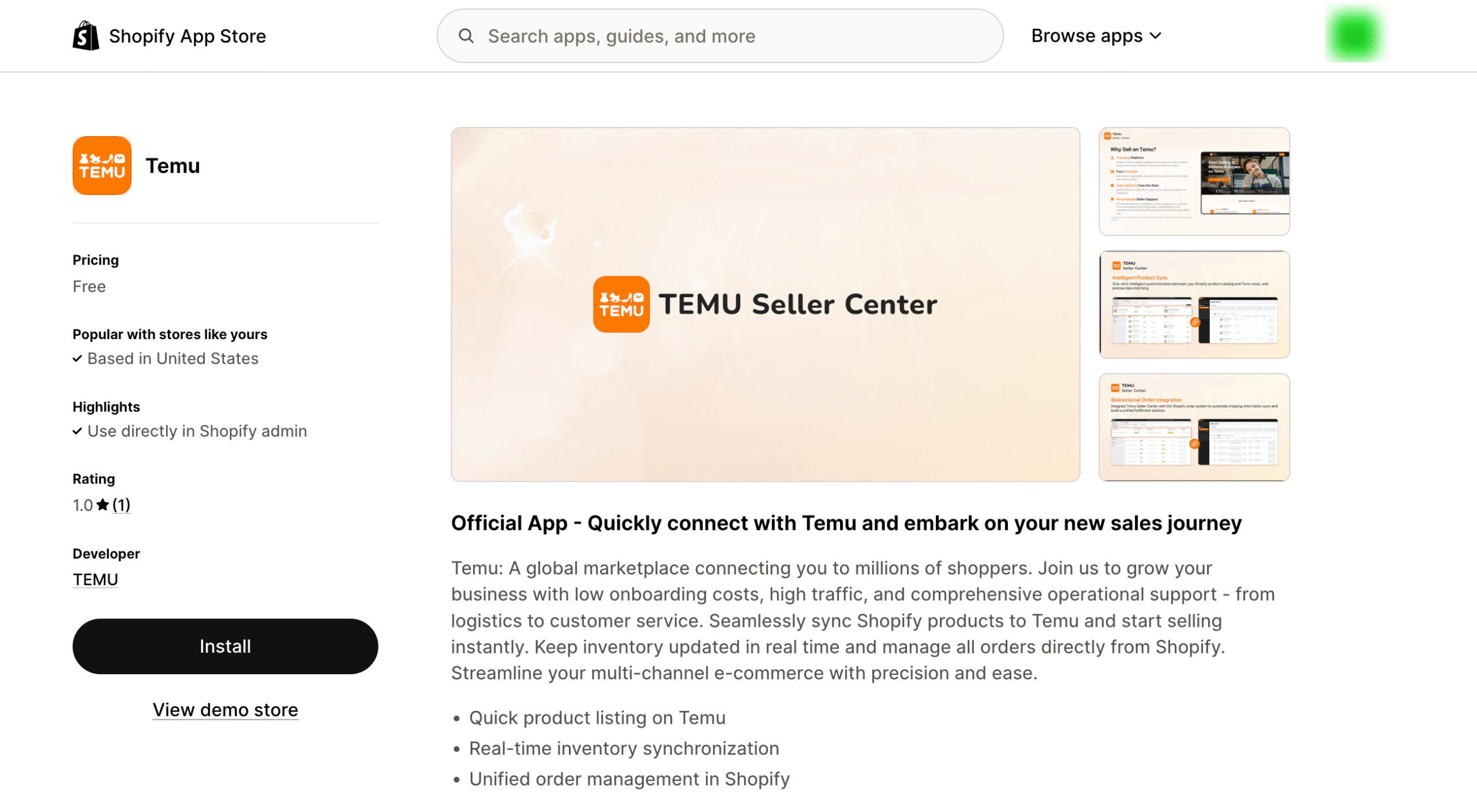 Temu launches official Shopify app for merchants